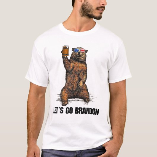 Lets Go Brandon Bear Drinking T-shirt (Voorkant)