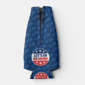 Lets Go Brandon grappige anti Biden Pro troef 2024 Flesjeskoeler (Achterkant)