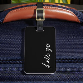 Let's Go Custom Zwart-wit Bagagelabel