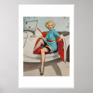 Let's Go Driving Vintage Style Elvgren Pin-U Poster