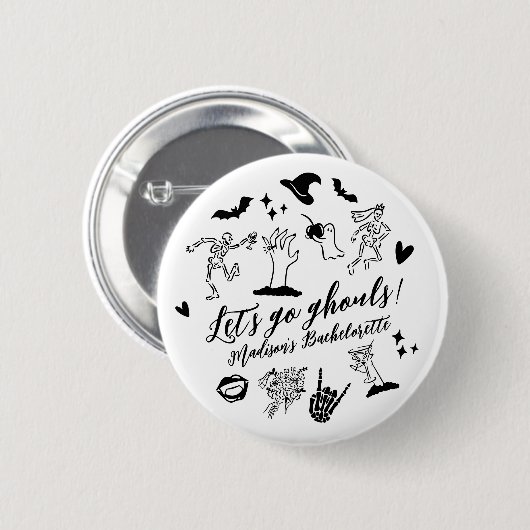 Let's Go Ghouls Spooky Whimsical Bachelorette Ronde Button 5,7 Cm (Voorkant /achterkant)