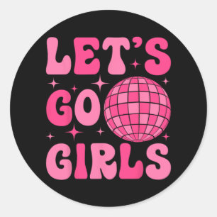 Let's Go Girls Bride Squad Groovy Disco Bacheloret Ronde Sticker