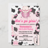 Let's Go Girls Cowgirl Rodeo Disco Uitnodiging (Voorkant)