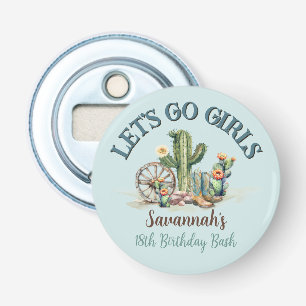 Lets Go Girls Western Cowgirl Blauwgroen verjaarda Button Flesopener