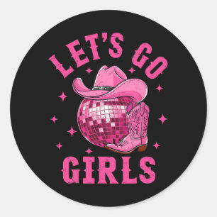 Let's Go Girls Western Cowgirl Boot Pet Disco Bach Ronde Sticker