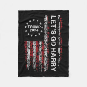 Let's Go Harry Funny Trump 2024 Amerikaanse vlag V Fleece Deken