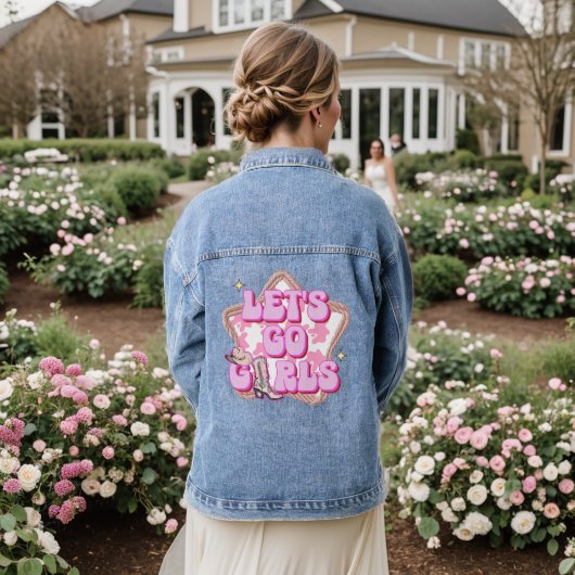 Let's Go Meisjes Roze Ster Western Denim Jacket (Huwelijk Achterkant)