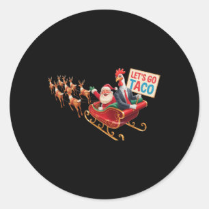Let's Go Taco - Grappige Sleigh Ride Met Sinterkla Ronde Sticker