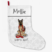 Let's Go! Walk German Shepherd Dog (black tan) Grote Kerstsok (Voorkant)