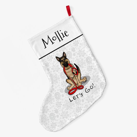 Let's Go! Walk German Shepherd Dog (black tan) Grote Kerstsok (Achterkant (Hangend))