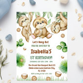  Let's Hang OuT sloth greenery  First birthday Kaart