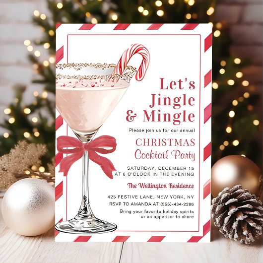 Lets Jingle and Mingle Christmas Cocktail Party Kaart