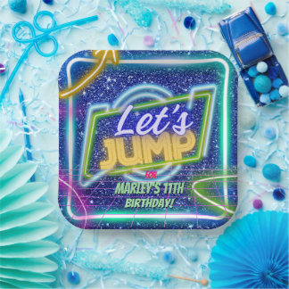Let's Jump Feest Sprong Neon Trampoline Park  Papieren Bordje