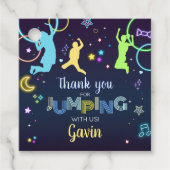Let's Jump & Glow Trampoline Verjaardag Party Squa Bedankjes Labels (Voorkant)