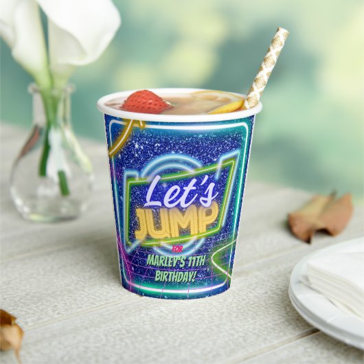 Let's Jump Party Bounce Neon Trampoline Park  Papieren Bekers (Insitu)