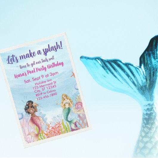 Lets Make a Splash, Mermaid Birthday Kaart