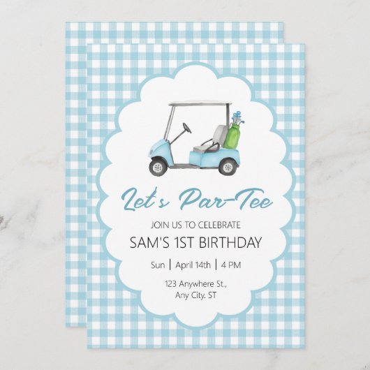 Let's Par - Le Golf Invitation de fête d'anniversa (Devant / Derrière)