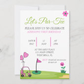Let's Par-t-shirt Pink Girl Golf 1e verjaardag Kaart (Voorkant)