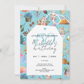 Let's Par Tea 50th Birthday Spring Floral Blue Kaart (Voorkant)