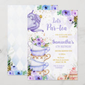 Let's Par-tea Birthday Tea Party Invitation (Devant / Derrière)