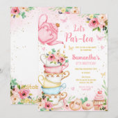 Let's Par-tea Birthday Tea Party Invitation (Devant / Derrière)