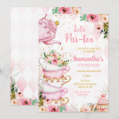 Let's Par-tea Birthday Tea Party Invitation (Devant / Derrière)