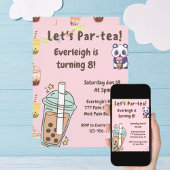 Let's Par-Tea Bubble Tea Birthday Invitation