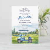 Let's Par-Tee Golf Any Age Birthday Invitation Kaart (Staand voorkant)