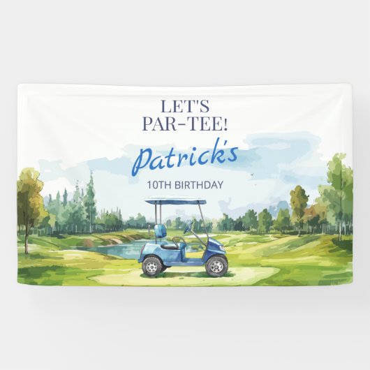 Let's Par-Tee Golf Any Age Birthday Spandoek (Horizontaal)