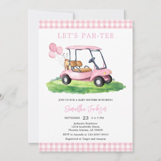 Let's Par-tee Golf Baby Shower Invitation (Devant)