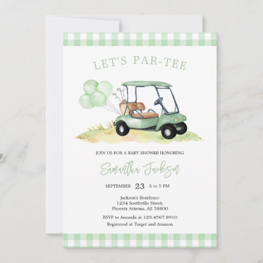 Let's Par-tee Golf Baby Shower Invitation (Devant)