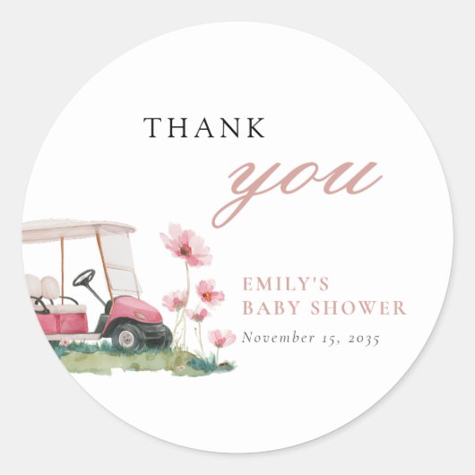 Let's Par-tee Golf Baby Shower Ronde Sticker (Voorkant)