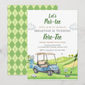 Let's Par Tee Golf Birthday Invitation (Devant / Derrière)