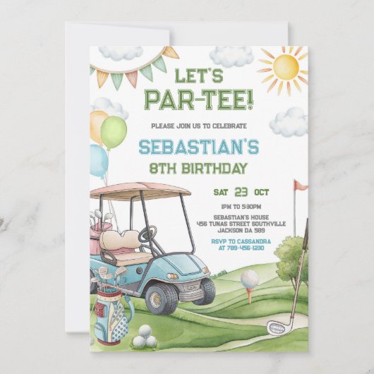 Let's Par Tee Golf Birthday Invitation (Devant)