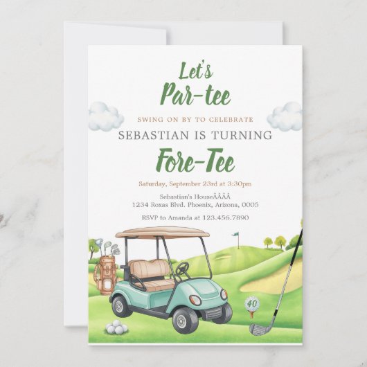 Let's Par Tee Golf Birthday Invitation (Devant)
