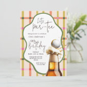 Let's Par-Tee Retro Plaid Whimsical Birthday Kaart (Staand voorkant)
