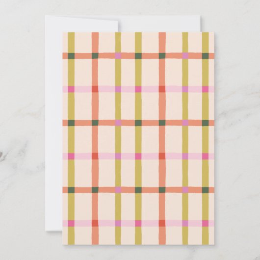 Let's Par-Tee Retro Plaid Whimsical Birthday Kaart (Achterkant)