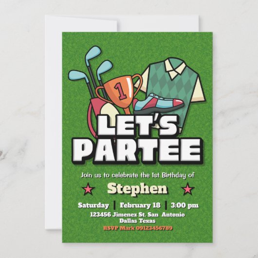 Lets Partee - Golf Birthday Invitation (Devant)