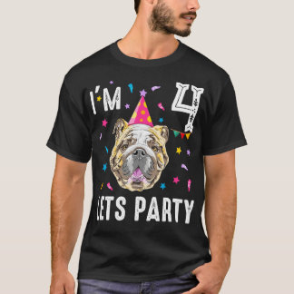 Lets Party 4e Verjaardag Met Engelse Bulldog T-shirt