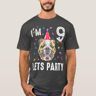 Lets Party 9e Verjaardag Met Engelse Bulldog T-shirt