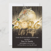 Lets Party Black Gold New Year Eve 2026 Invitation (Devant)