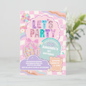 LET'S PARTY Disco Rainbow Birthday Invitation Kaart (Staand voorkant)