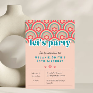 Lets Party Retro fleur enfant invitation