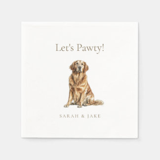 Let's Pawty! Custom Pet Wedding Cocktail Servet