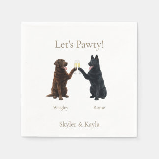 Let's Pawty! Personalized 2 Pets Toasting Cocktail Servet
