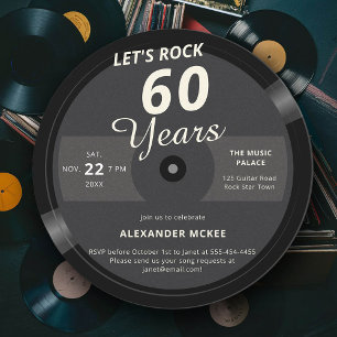 Let's Rock 60 jaar  platenlabel Verjaardag Kaart