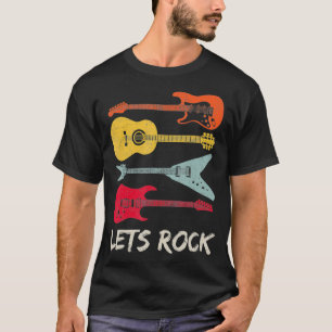 Lets Rock n Roll Guitar Retro Gift Mannen Women T-shirt