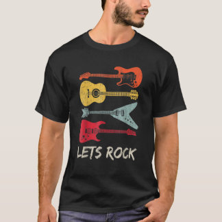 Lets Rock n Roll Guitar Retro Mannen Women T-shirt