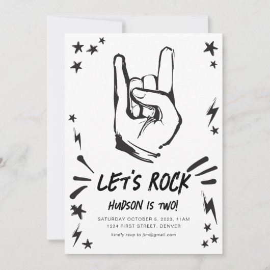 Let's Rock n' Roll Thema Verjaardag Uitnodigen Kaart (Voorkant)