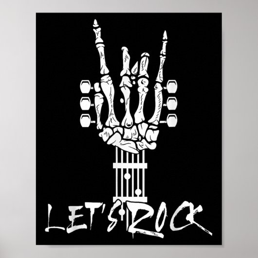 Lets Rock On Halloween Rock And Roll Skeleton Hand Poster (Voorkant)